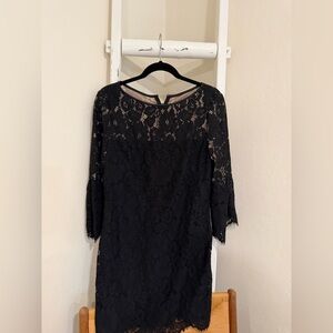 Ralph Lauren Black Lace Long Sleeve Dress